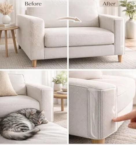 FTSTC Anti Cat Scratch Furniture Protector 12-Pack | Heavy Duty Self-Adhesive Transparent Scratch Deterrent for Cats thumbnail 4