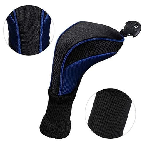 LONGCHAO Golf Club Head Cover Set 3 pcs | Thick, Soft & Interchangeable Tags (1680D Material, Blue) thumbnail 7