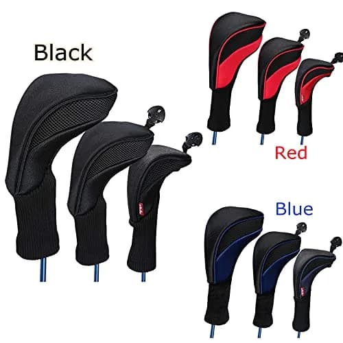LONGCHAO Golf Club Head Cover Set 3 pcs | Thick, Soft & Interchangeable Tags (1680D Material, Blue) thumbnail 2