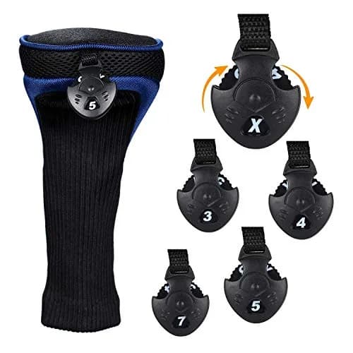 LONGCHAO Golf Club Head Cover Set 3 pcs | Thick, Soft & Interchangeable Tags (1680D Material, Blue) thumbnail 3