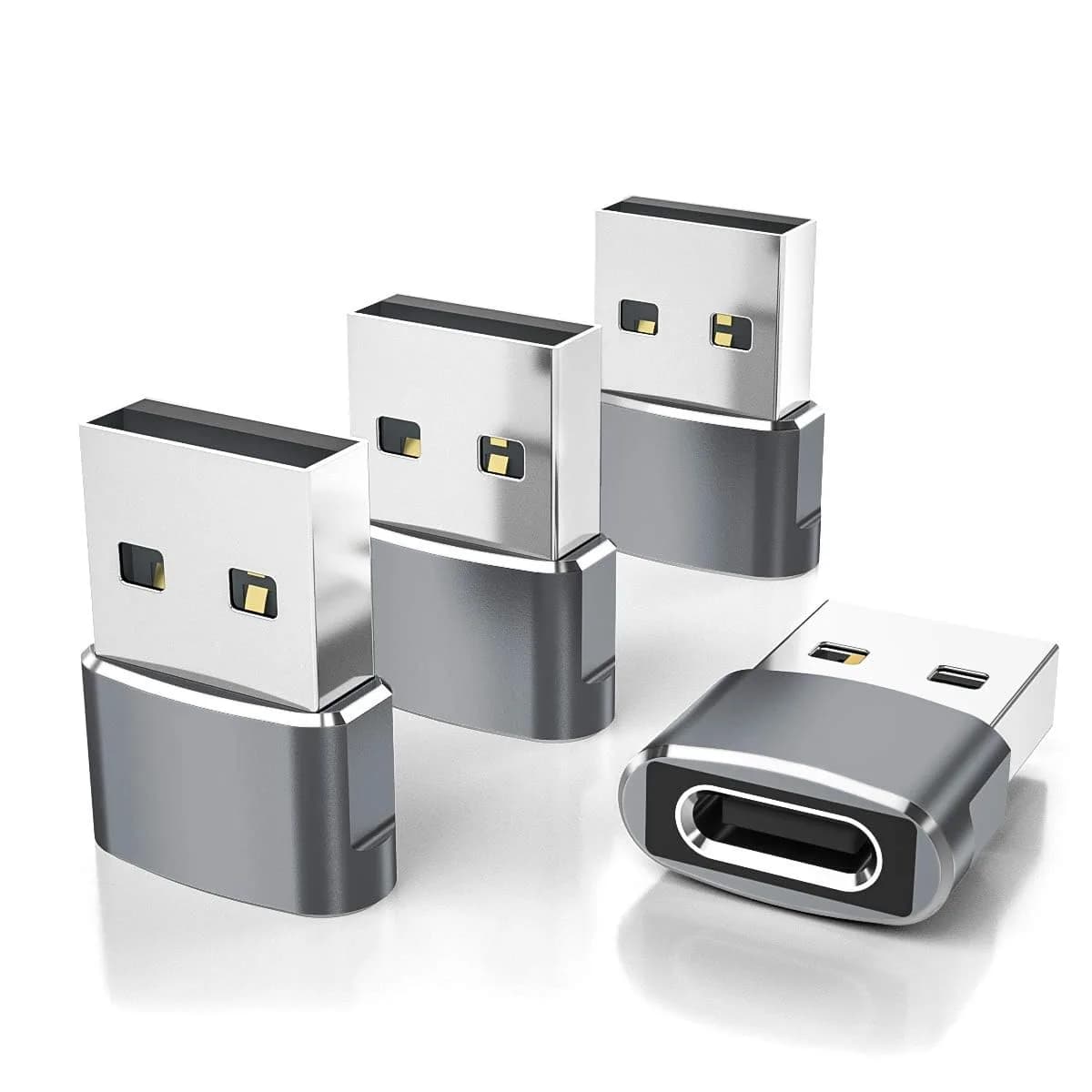 Elebase USB-C Female to USB-A Male Adapter 4-Pack | Data & Charging Support, Compact Design, 12-Month Warranty