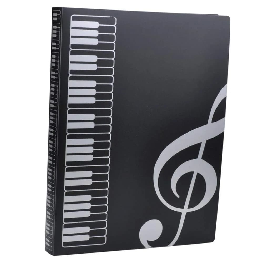 KingPoint Music File Folder A4 Size 40 Pockets | Transparent Black G Clef Design - main product image