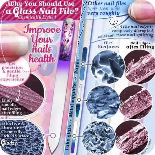 Gladzy Czech Glass Nail File with Case | Double Sided Crystal Nail Tool for Natural Nails, Dual Grit, Ethically Made in EU thumbnail 4