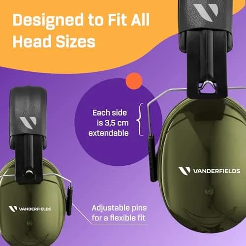 Vanderfields Noise Reduction Earmuffs for Adults - 35 dB (2K Hz) Protection Headphones | ANSI & CE Certified thumbnail 3
