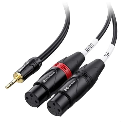Cable Matters 3.5mm TRS to 2 XLR Female Cable, 1.83 m (6 ft) | Balanced Audio for Microphones thumbnail 1