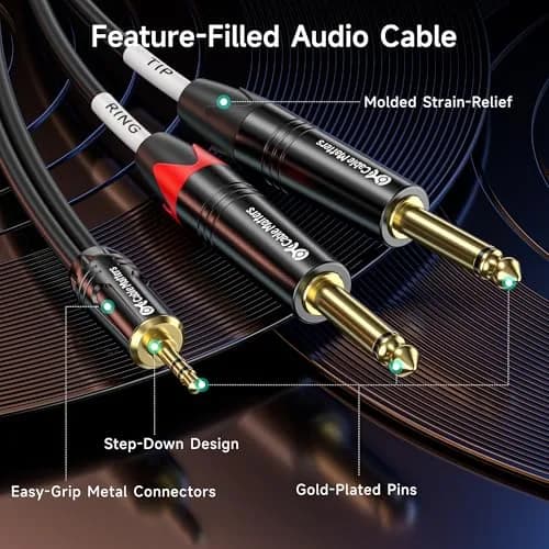 Cable Matters 3.5mm TRS to Dual 6.35mm TS Breakout Cable, 0.91m (3ft) | Connects Smartphones to Mixers & Studio Monitors thumbnail 6