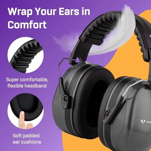 Vanderfields Noise Reduction Earmuffs 33 dB (2K Hz) | ANSI & CE Certified for Adults & Teens thumbnail 4