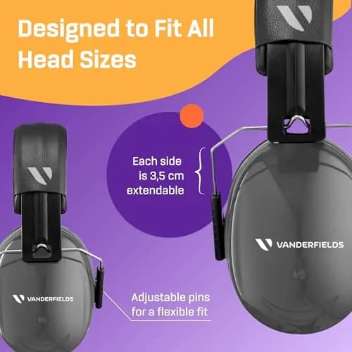 Vanderfields Noise Reduction Earmuffs 33 dB (2K Hz) | ANSI & CE Certified for Adults & Teens thumbnail 7