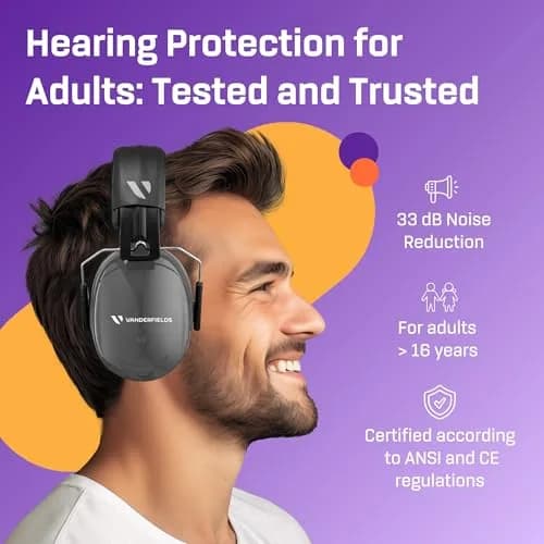 Vanderfields Noise Reduction Earmuffs 33 dB (2K Hz) | ANSI & CE Certified for Adults & Teens thumbnail 2