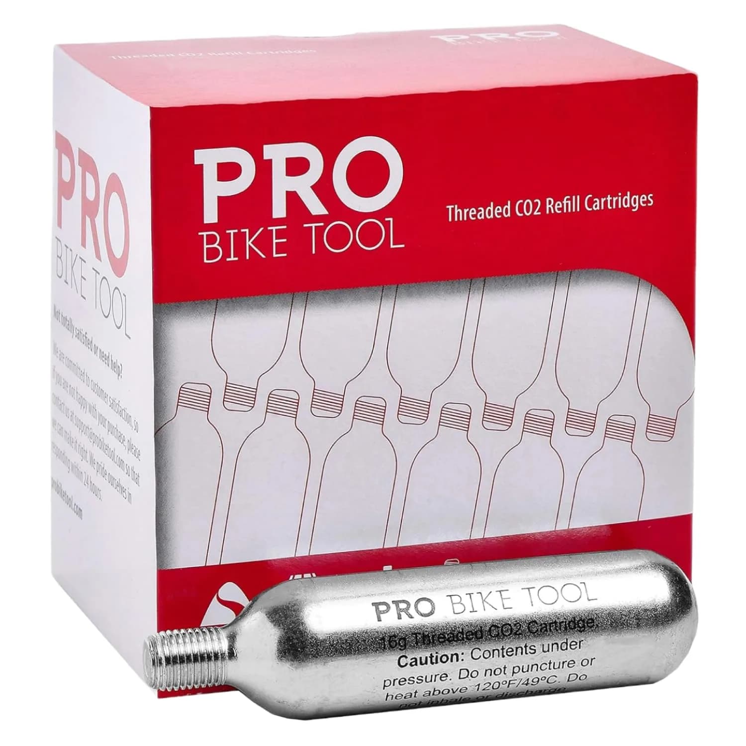 PRO BIKE TOOL 16g Threaded CO2 Cartridges (12-Pack, 6.77 oz / 192 g) | Fast Inflation for Road, MTB, Gravel Bikes - main product image