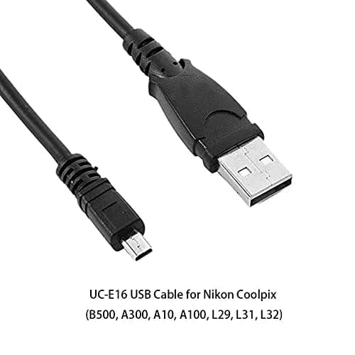 Parts Express UC-E16 USB Cable for Nikon Coolpix B500, A300, A10, A100, L29, L31, L32 | 3 ft Copper USB Cable thumbnail 2