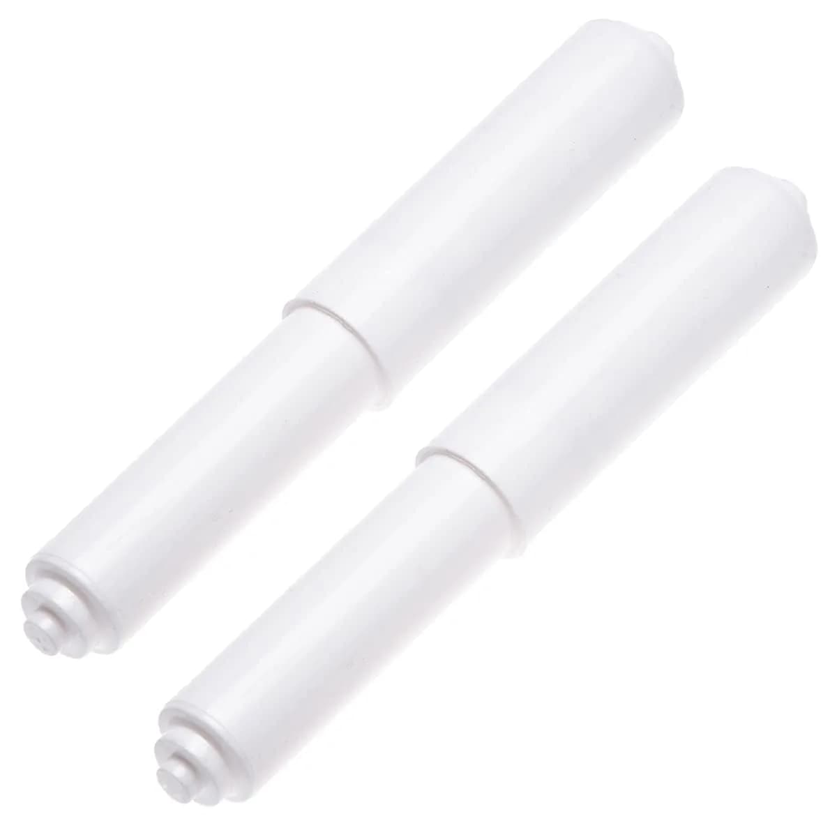 Hilltop Products 2 Pack White Toilet Paper Holder Spring Loaded Roller Replacement Rod | Universal Fit