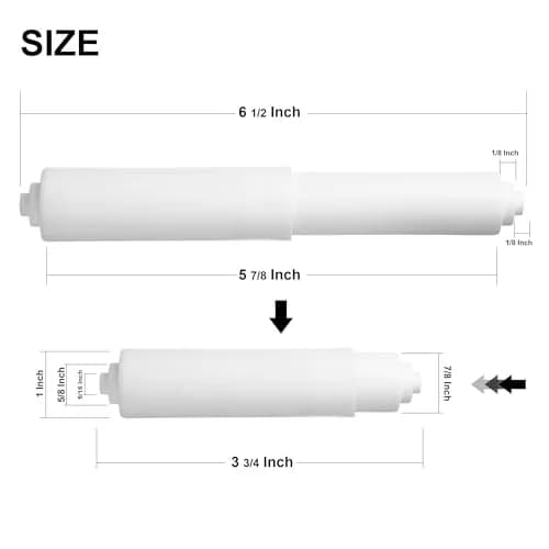 Hilltop Products 2 Pack White Toilet Paper Holder Spring Loaded Roller Replacement Rod | Universal Fit thumbnail 2