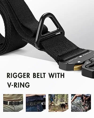 FAIRWIN Men's Tactical Belt, 1.5" Rigger Utility Work Belt | Heavy Duty Nylon, Black, 57" Length thumbnail 3