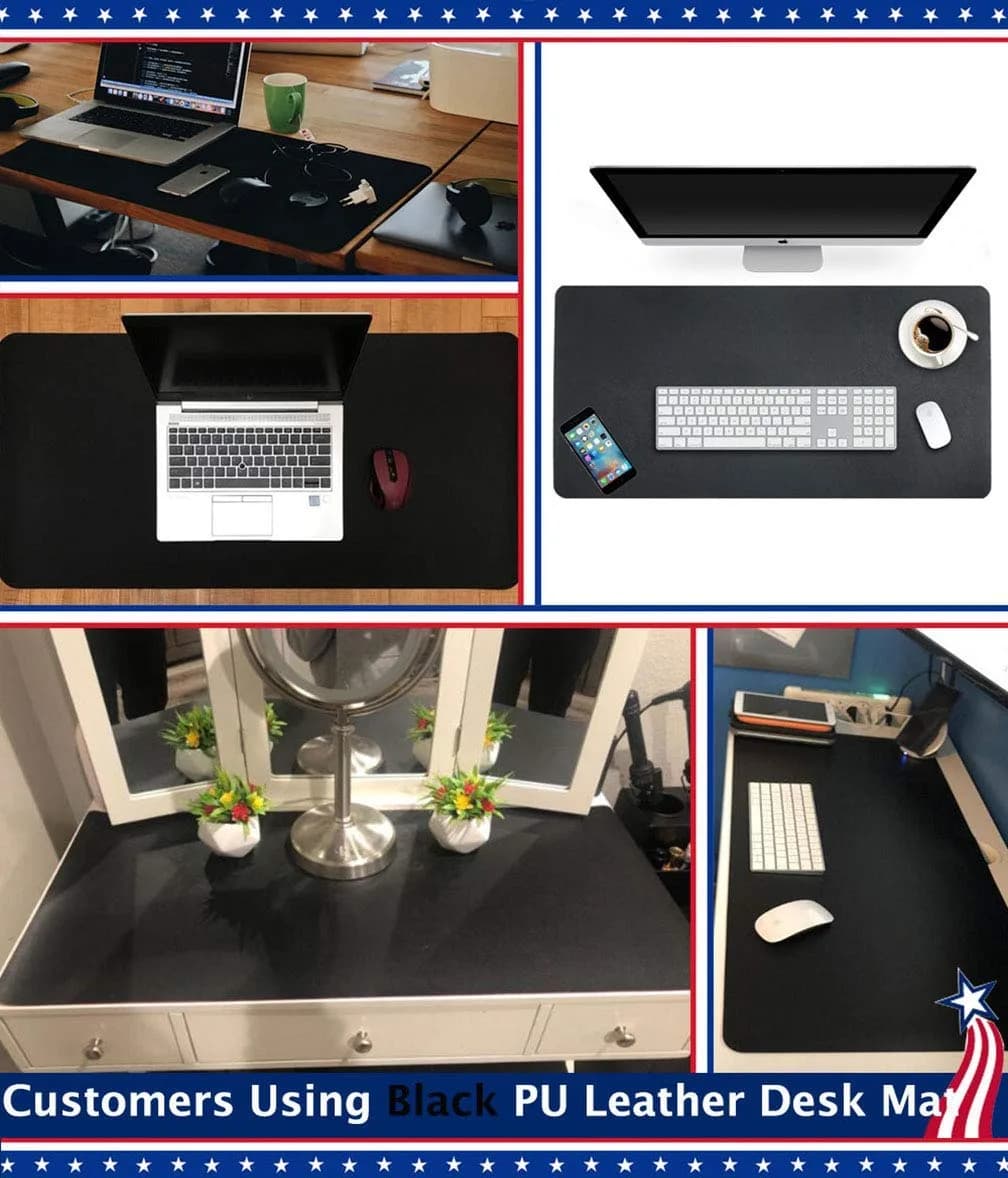Easy Easy Life Black Desk Blotter Pad 61cm x 122cm | Waterproof PU Leather Mouse Pad for Home Office - view 3