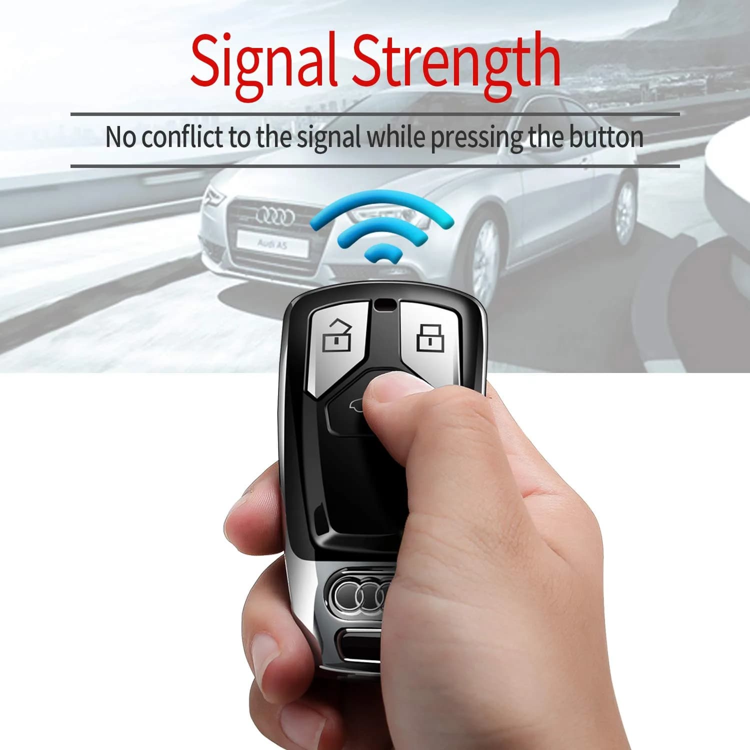 Tukellen Silver Soft TPU Key Case for Audi A4 Q7 Q5 TT A3 A6 SQ5 R8 S5 Smart Key (1 Unit) - view 4
