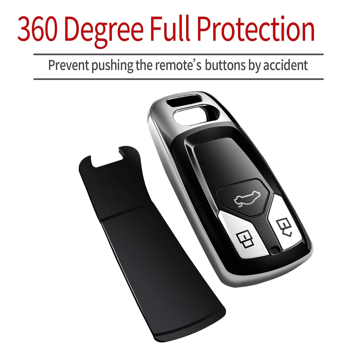 Tukellen Silver Soft TPU Key Case for Audi A4 Q7 Q5 TT A3 A6 SQ5 R8 S5 Smart Key (1 Unit) - view 3