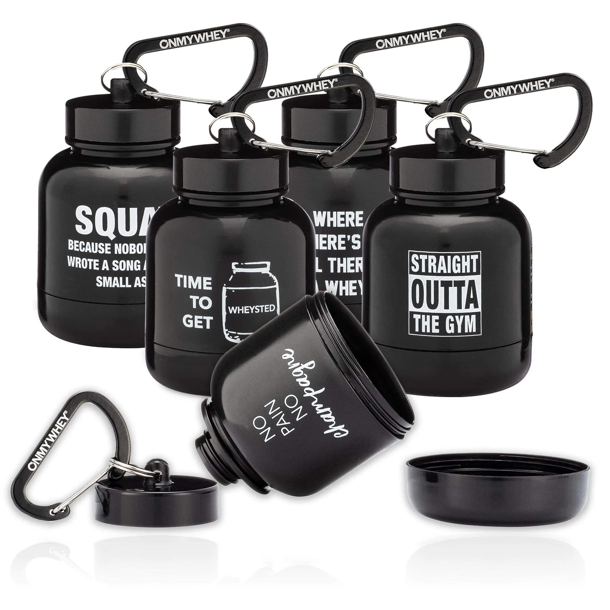 ONMYWHEY Double Scoop Protein and Supplement Keychain Funnel 180ml (6 oz) | BPA-Free, Spill-Proof Design — Variety Pack, 75ml / 2.5 Ounces
