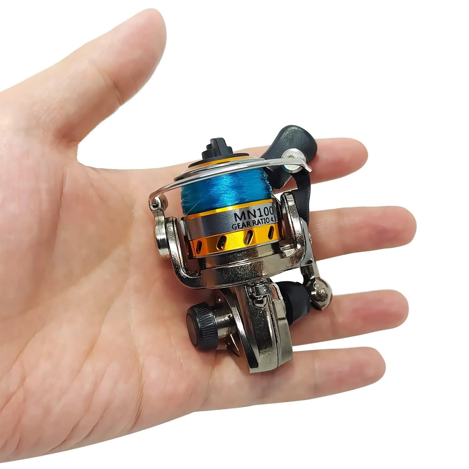 EMMRAGNO Mini 100 Metal Spinning Fishing Reel 125.5g (4.4oz) | 4.3:1 Gear Ratio, 3+1BB, Ambidextrous - view 2