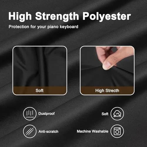 Explore Land 61 Keys Piano Keyboard Cover with Music Stand Opening, Black | Dustproof Stretch Nylon thumbnail 4
