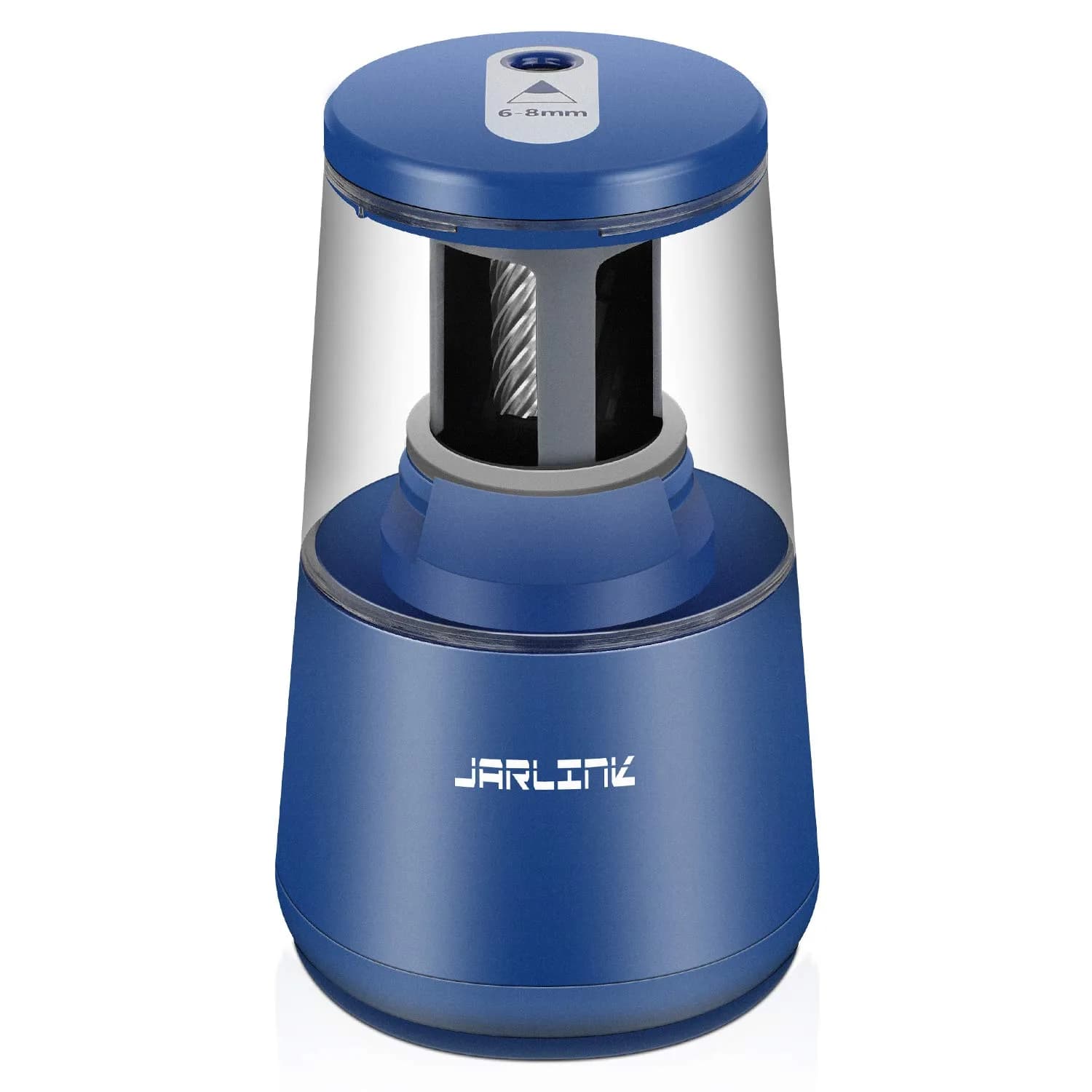 JARLINK Electric Pencil Sharpener, Heavy Duty Helical Blade, Auto Stop, Blue | 8.5cm x 8.6cm x 17.2cm (3.2" x 3.4" x 6.8") - main product image