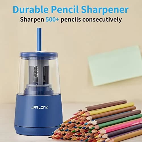JARLINK Electric Pencil Sharpener, Heavy Duty Helical Blade, Auto Stop, Blue | 8.5cm x 8.6cm x 17.2cm (3.2" x 3.4" x 6.8") thumbnail 6