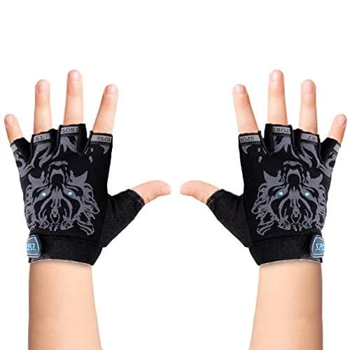 Luwint Kids Half Finger Gloves Black | Non-Slip Grip for Fishing, Cycling, Climbing (Medium) thumbnail 1