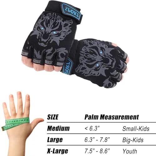 Luwint Kids Half Finger Gloves Black | Non-Slip Grip for Fishing, Cycling, Climbing (Medium) thumbnail 6