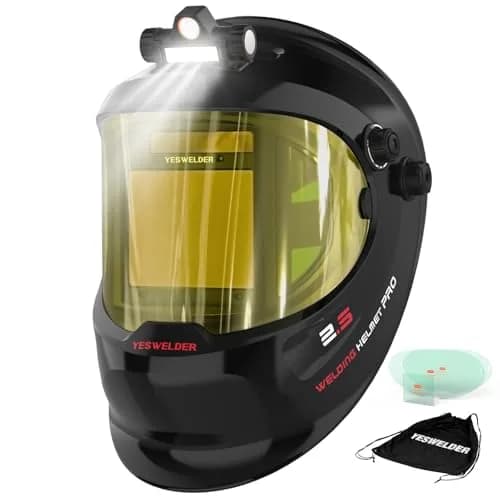 YESWELDER Auto Darkening Welding Helmet with LED, 180° View, LYG-Q800D | Blue Light Blocking, Large View, Multi-Process thumbnail 1