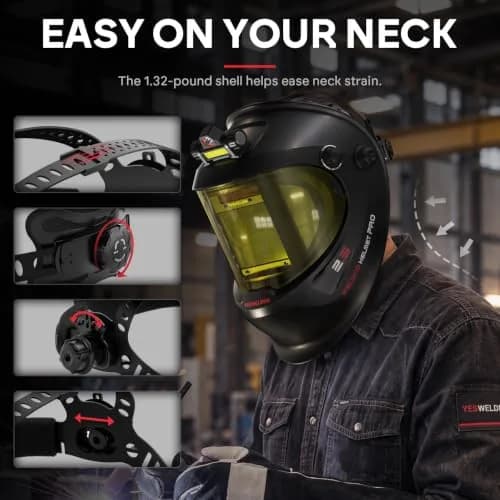 YESWELDER Auto Darkening Welding Helmet with LED, 180° View, LYG-Q800D | Blue Light Blocking, Large View, Multi-Process thumbnail 7