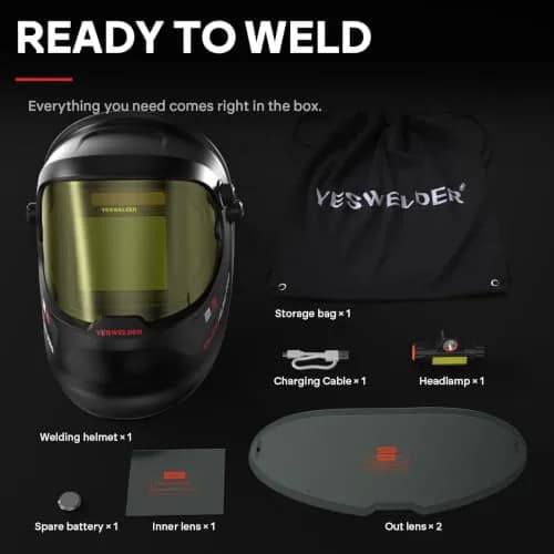 YESWELDER Auto Darkening Welding Helmet with LED, 180° View, LYG-Q800D | Blue Light Blocking, Large View, Multi-Process thumbnail 8