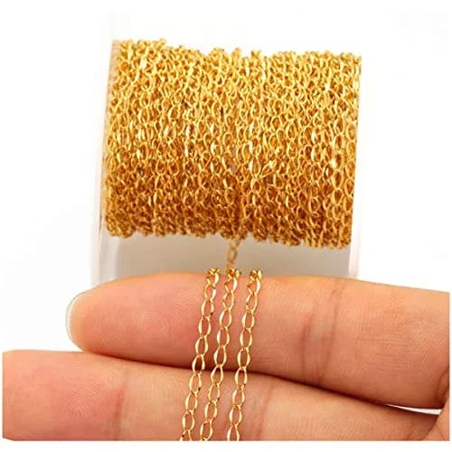 Tiparts 33FT 2mm Gold Stainless Steel Twisted Cable Chains for Jewelry Makings | Reflective, Lightweight, Durable thumbnail 1