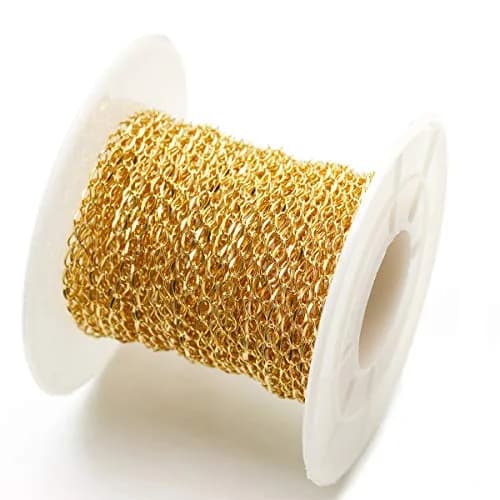 Tiparts 33FT 2mm Gold Stainless Steel Twisted Cable Chains for Jewelry Makings | Reflective, Lightweight, Durable thumbnail 2