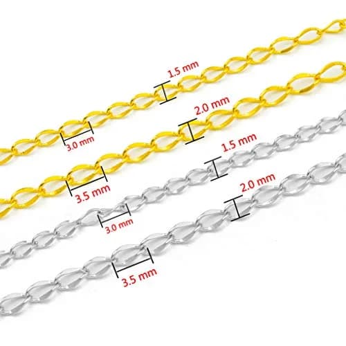 Tiparts 33FT 2mm Gold Stainless Steel Twisted Cable Chains for Jewelry Makings | Reflective, Lightweight, Durable thumbnail 3