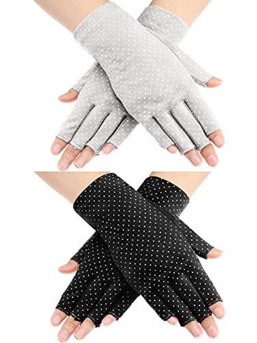 Maxdot Sun Gloves for Women UV Protection 2 Pairs Black and Gray | Breathable Cotton, Touch Screen Friendly, UV Block (70-120 chars) thumbnail 1
