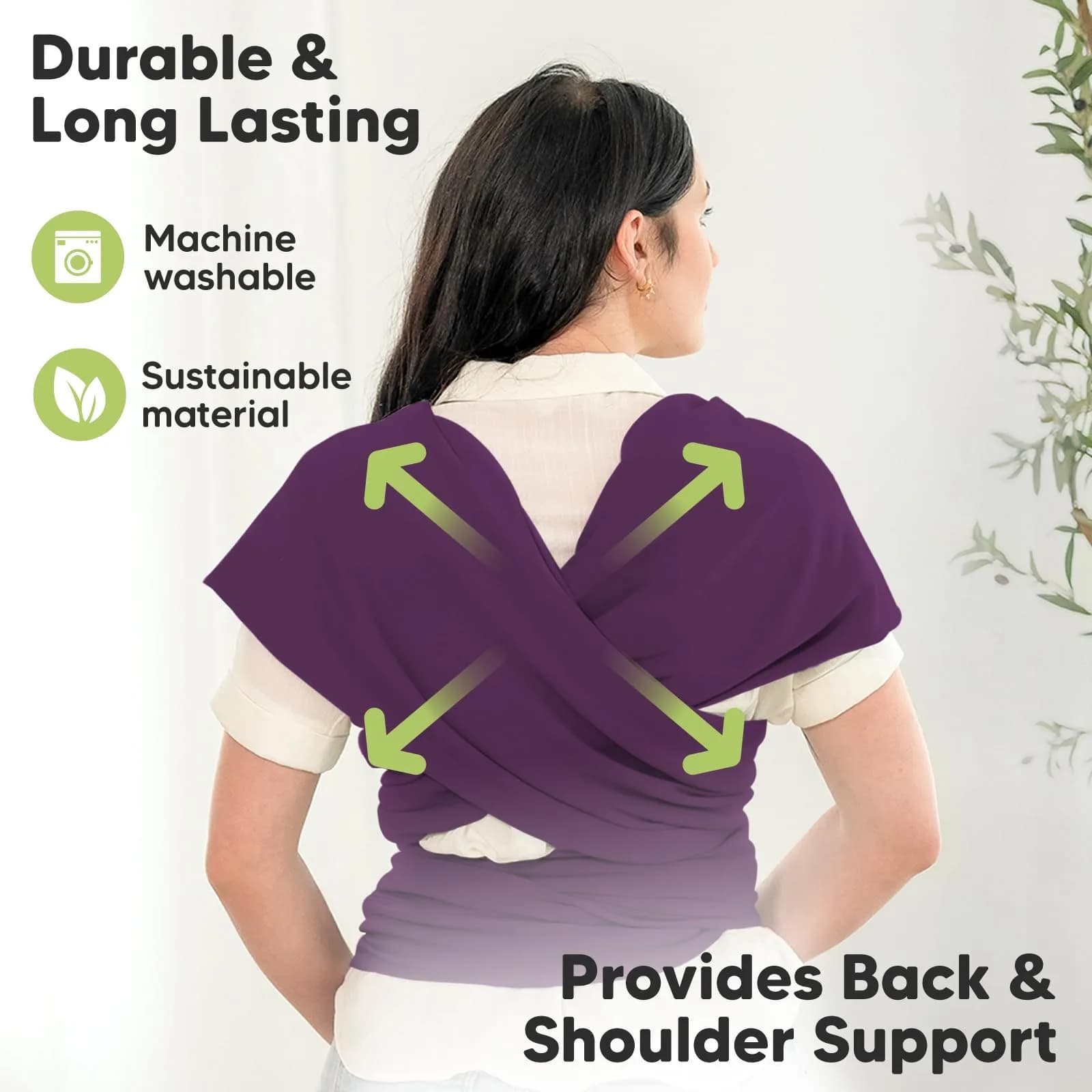 KeaBabies Original Baby Wrap Carrier Royal Purple | Ergonomic, IHDI Certified, Breathable Fabric for Newborns to Toddlers - view 5