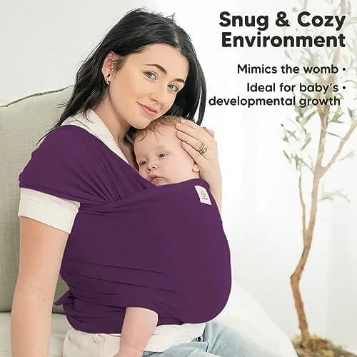 KeaBabies Original Baby Wrap Carrier Royal Purple | Ergonomic, IHDI Certified, Breathable Fabric for Newborns to Toddlers thumbnail 6