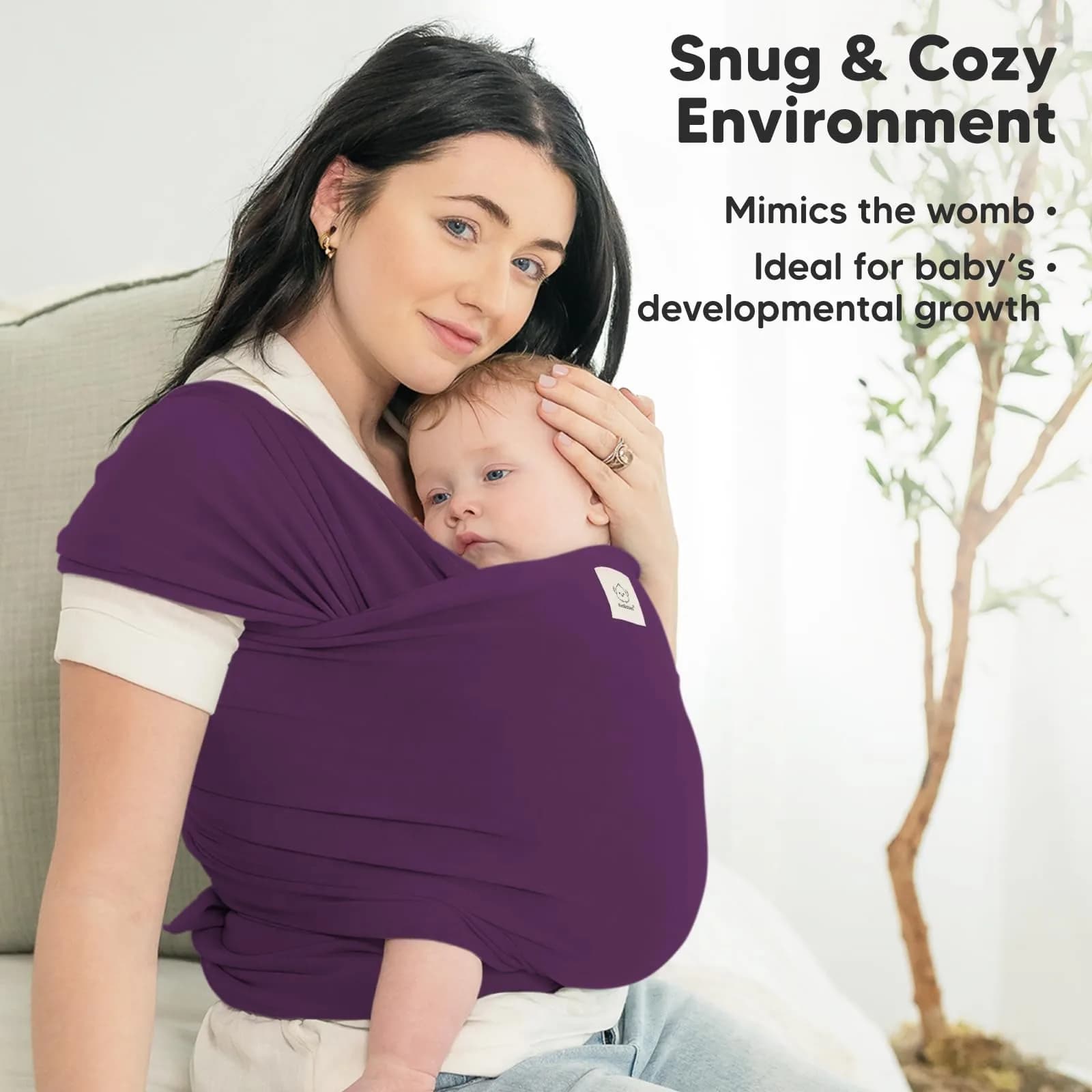 KeaBabies Original Baby Wrap Carrier Royal Purple | Ergonomic, IHDI Certified, Breathable Fabric for Newborns to Toddlers - view 6