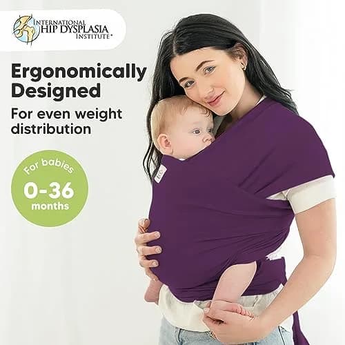 KeaBabies Original Baby Wrap Carrier Royal Purple | Ergonomic, IHDI Certified, Breathable Fabric for Newborns to Toddlers thumbnail 2