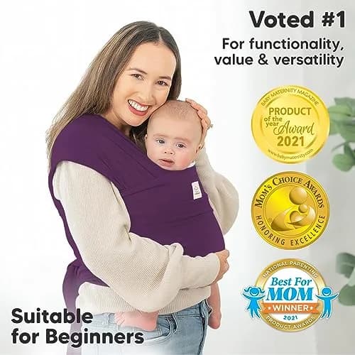 KeaBabies Original Baby Wrap Carrier Royal Purple | Ergonomic, IHDI Certified, Breathable Fabric for Newborns to Toddlers thumbnail 3