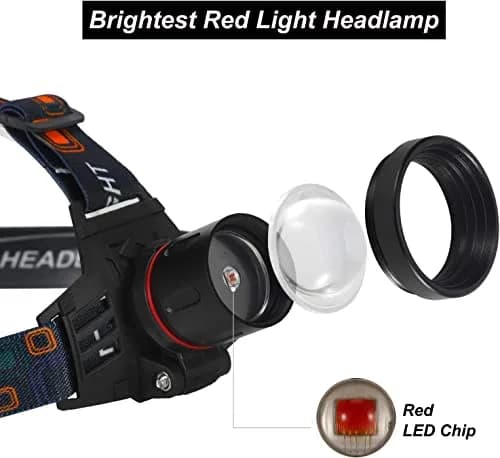 WINDFIRE Red Light Hunting Headlamp Rechargeable Zoomable 600 Lumens | Adjustable & Waterproof thumbnail 2