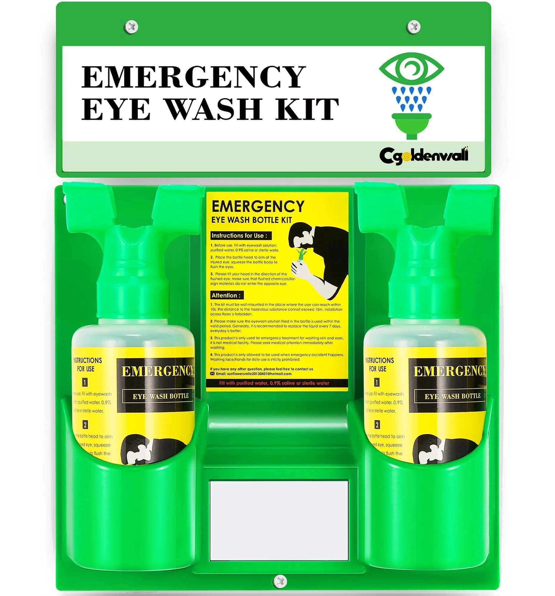 CGOLDENWALL Emergency Eye Wash Station Portable Eyewash Kit, OSHA Approved, 16.9oz Bottles, First Aid