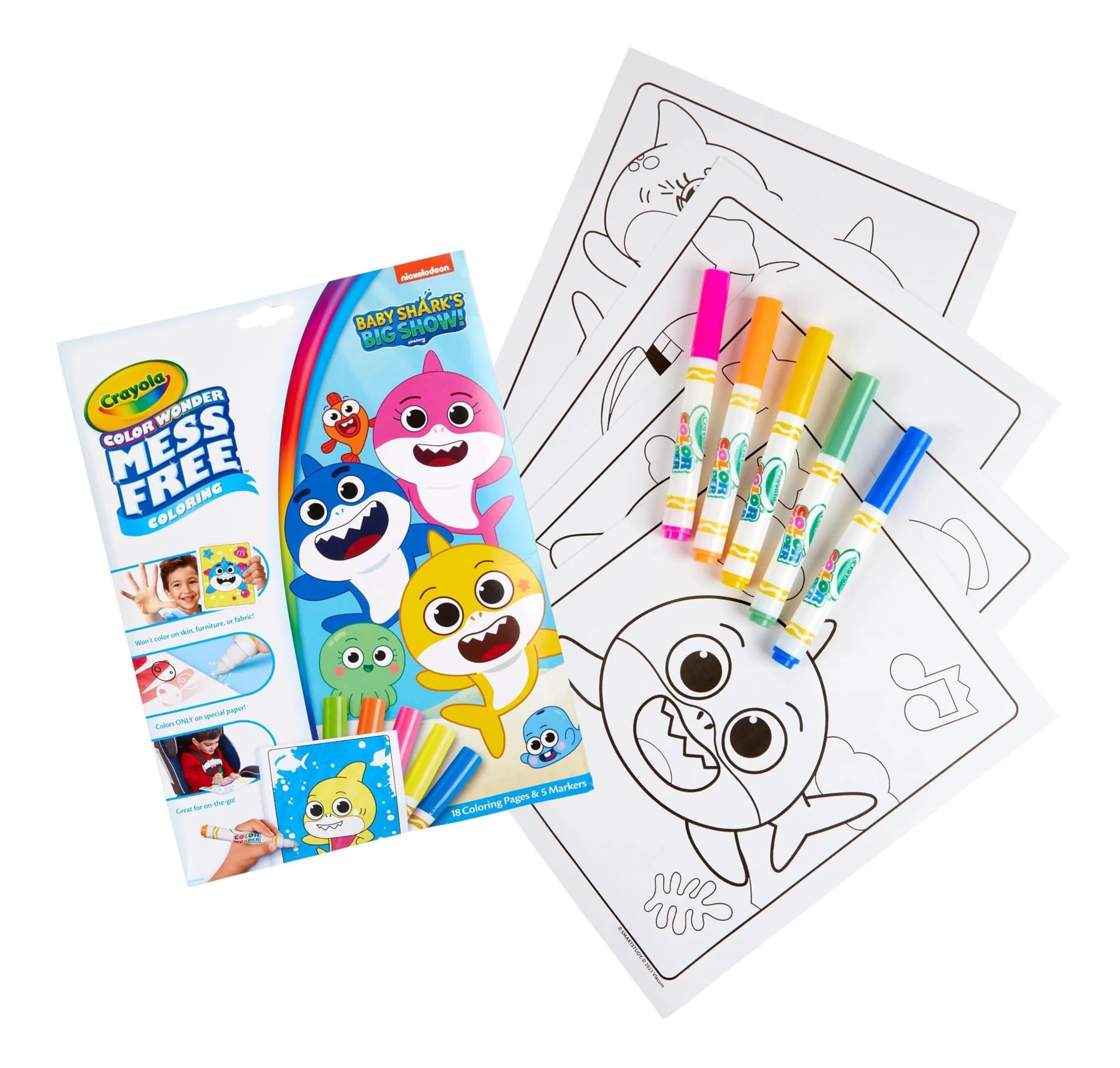 Crayola Baby Shark Color Wonder Coloring Pages & Markers Set | Mess Free Toddler Activity - view 2