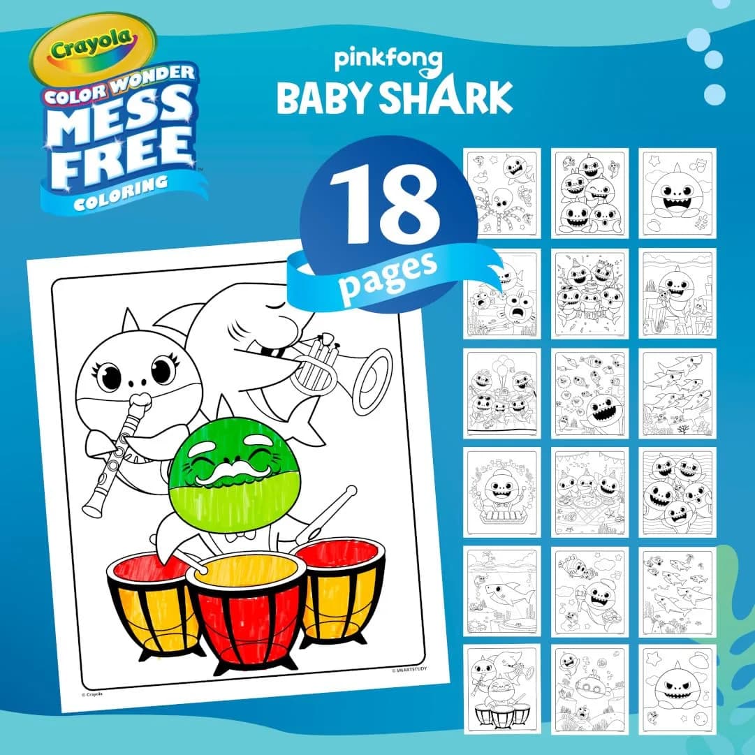 Crayola Baby Shark Color Wonder Coloring Pages & Markers Set | Mess Free Toddler Activity - view 4