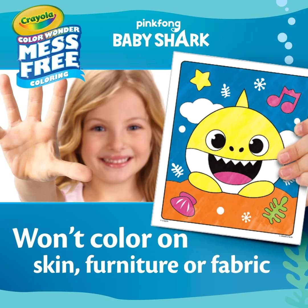 Crayola Baby Shark Color Wonder Coloring Pages & Markers Set | Mess Free Toddler Activity - view 5