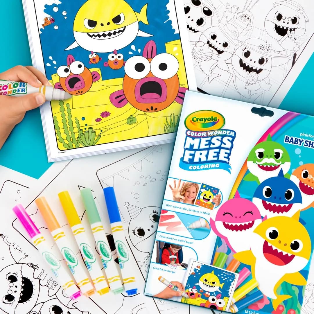 Crayola Baby Shark Color Wonder Coloring Pages & Markers Set | Mess Free Toddler Activity - view 6