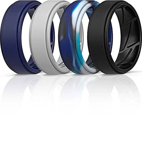 ThunderFit Silicone Wedding Rings for Men, Breathable Airflow Inner Grooves | Safe, Flexible, Hypoallergenic thumbnail 1