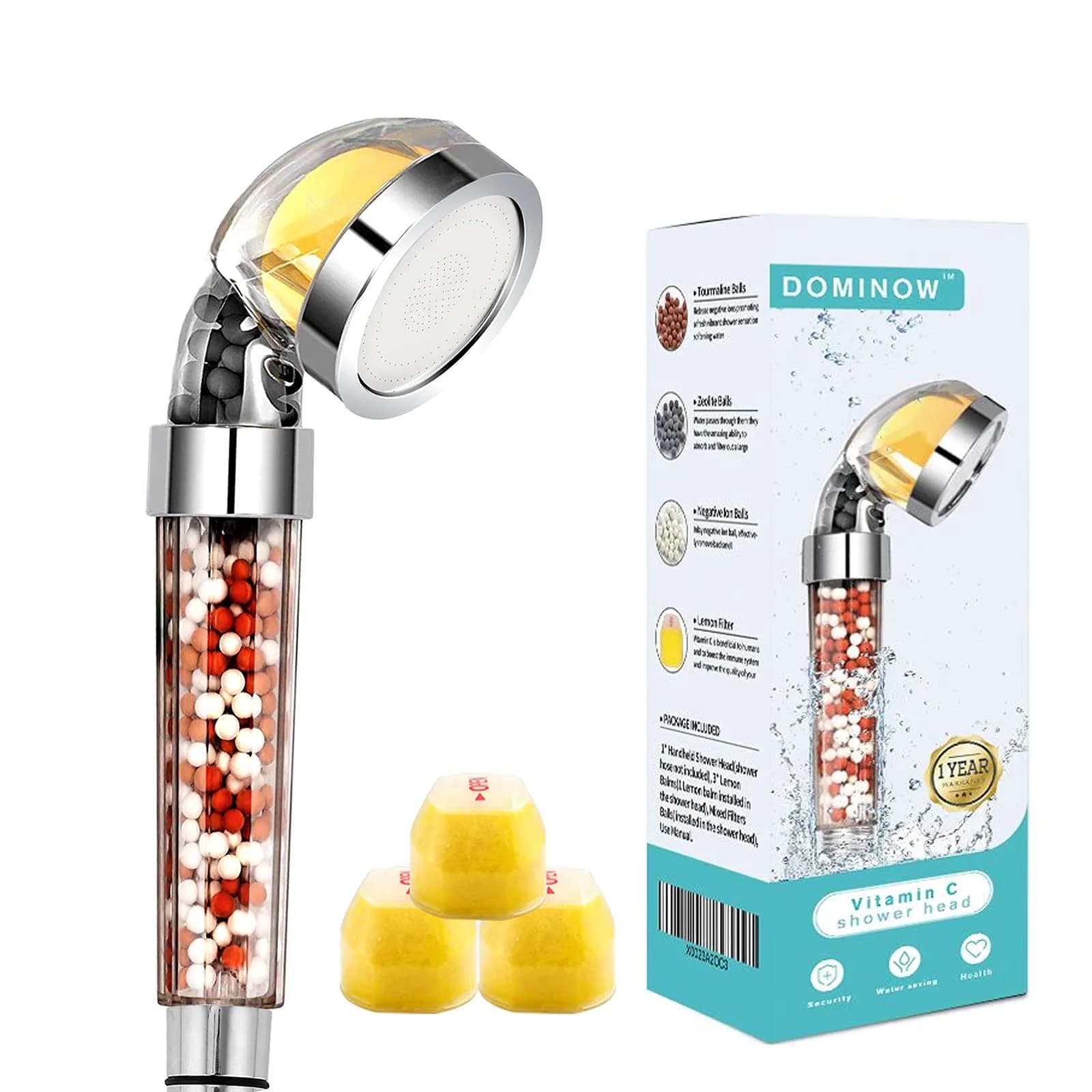 Dominow Vitamin C Shower Head with Handheld, High Pressure Shower Head with Filter, 2.5 GPM (9.5 L/min) | Removes Chlorine & Softens Water