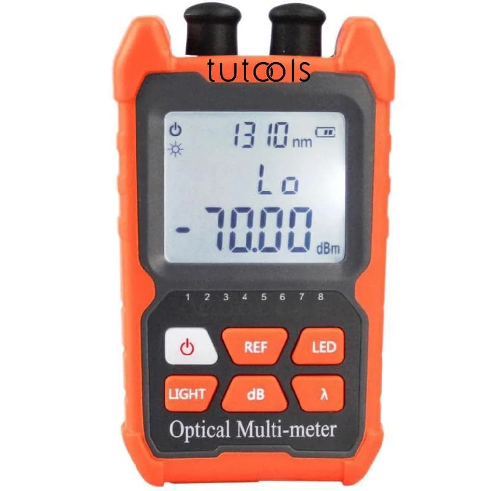 TUTOOLS Hand-held Optical Fiber Power Meter, FC/SC/ST Interface, 2mW, Orange | Optical Multi-Meter for Fiber Testing — Orange