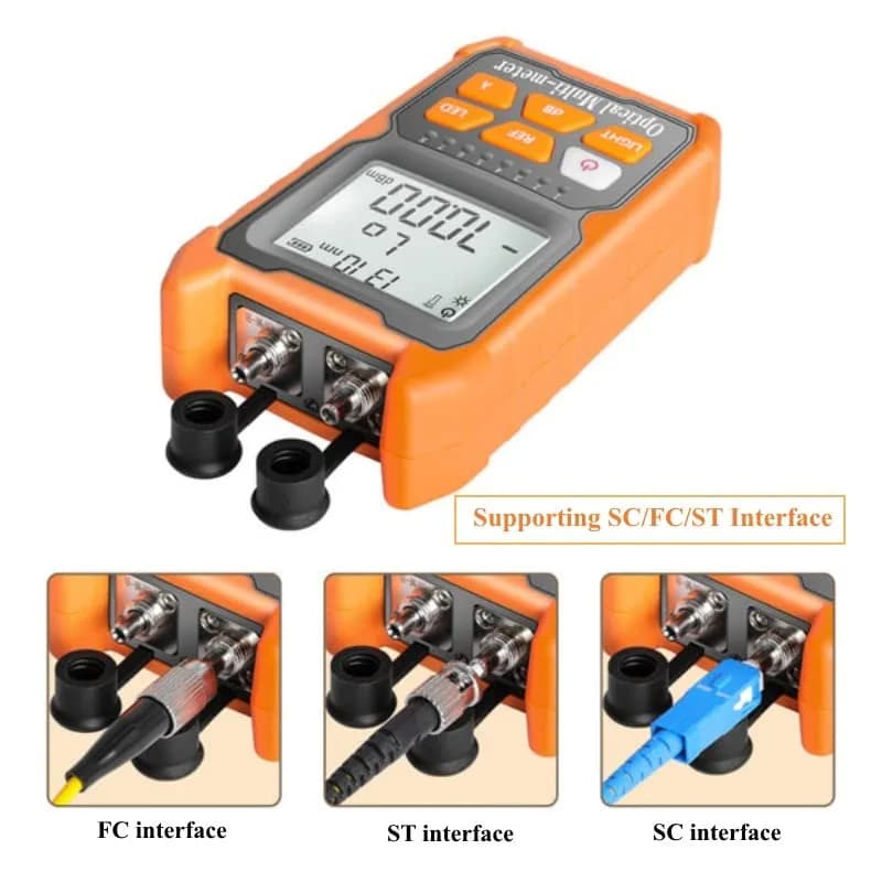 TUTOOLS Hand-held Optical Fiber Power Meter, FC/SC/ST Interface, 2mW, Orange | Optical Multi-Meter for Fiber Testing thumbnail 5